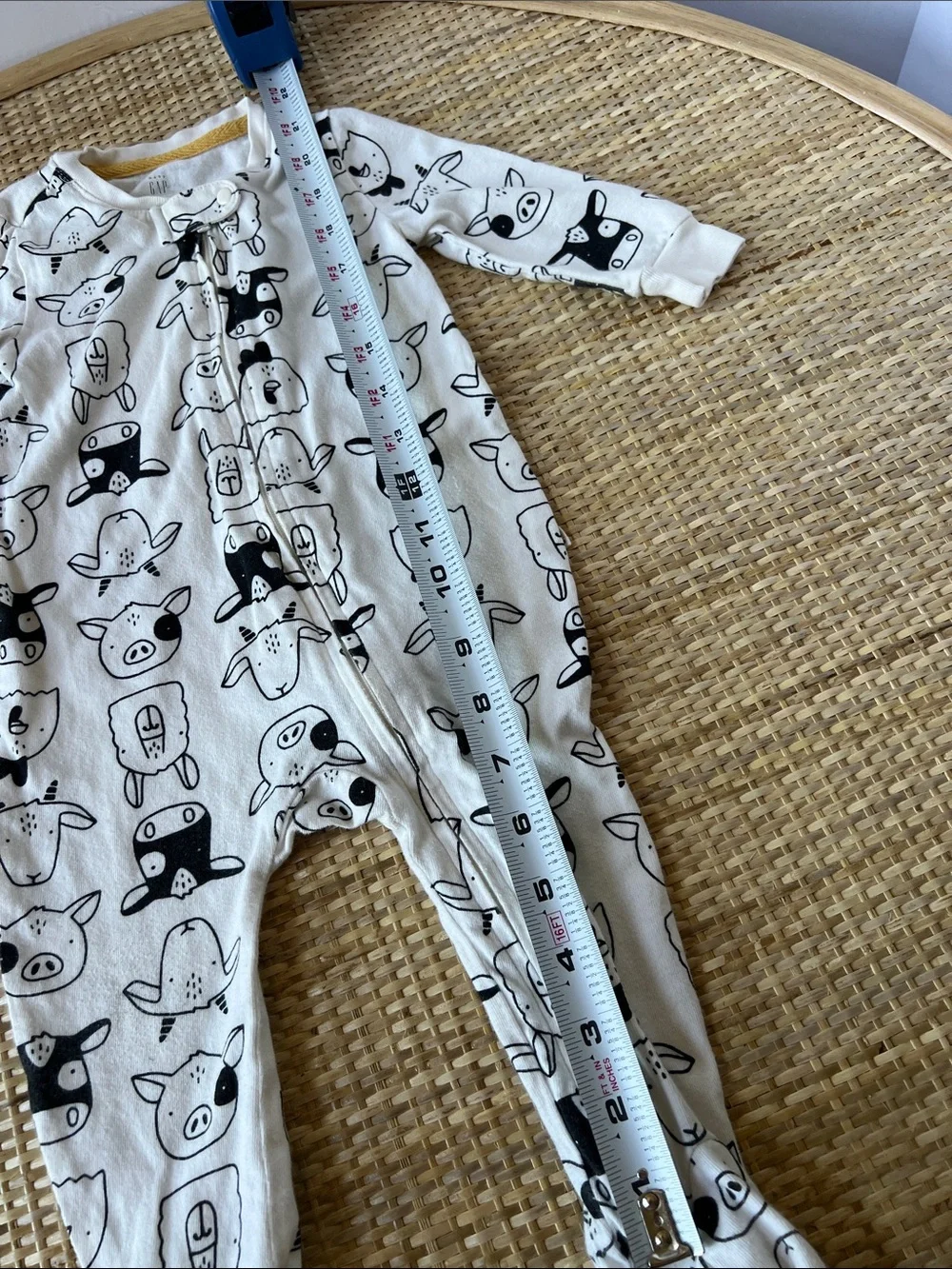Baby Gap Organic Cotton Footed Onesie Unisex Baby Sleeper farm animal faces 6-9M